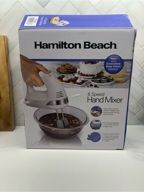 Hamilton Beach White 6-Speed Hand Mixer with Easy-Clean Beaters